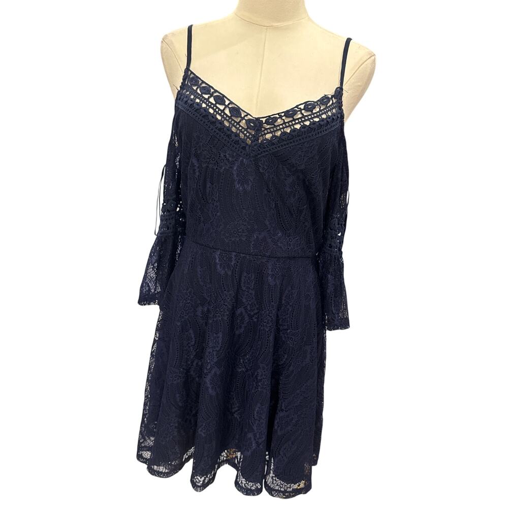 City Triangles Navy Lace Cold Shoulder Dress Size 9